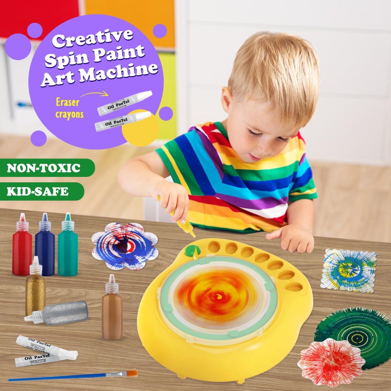 TingingYuli Spin Art Machine for Kids - Paint Spinner Art Craft Kit with 36 Artboards & 7 Colors - Arts and Crafts Painting Set for Boys Girls Ages 4-12, Birthday Easter Gifts for 6 7 8 9 10 Year Oldï¼ˆGreenï¼‰ - Image 3