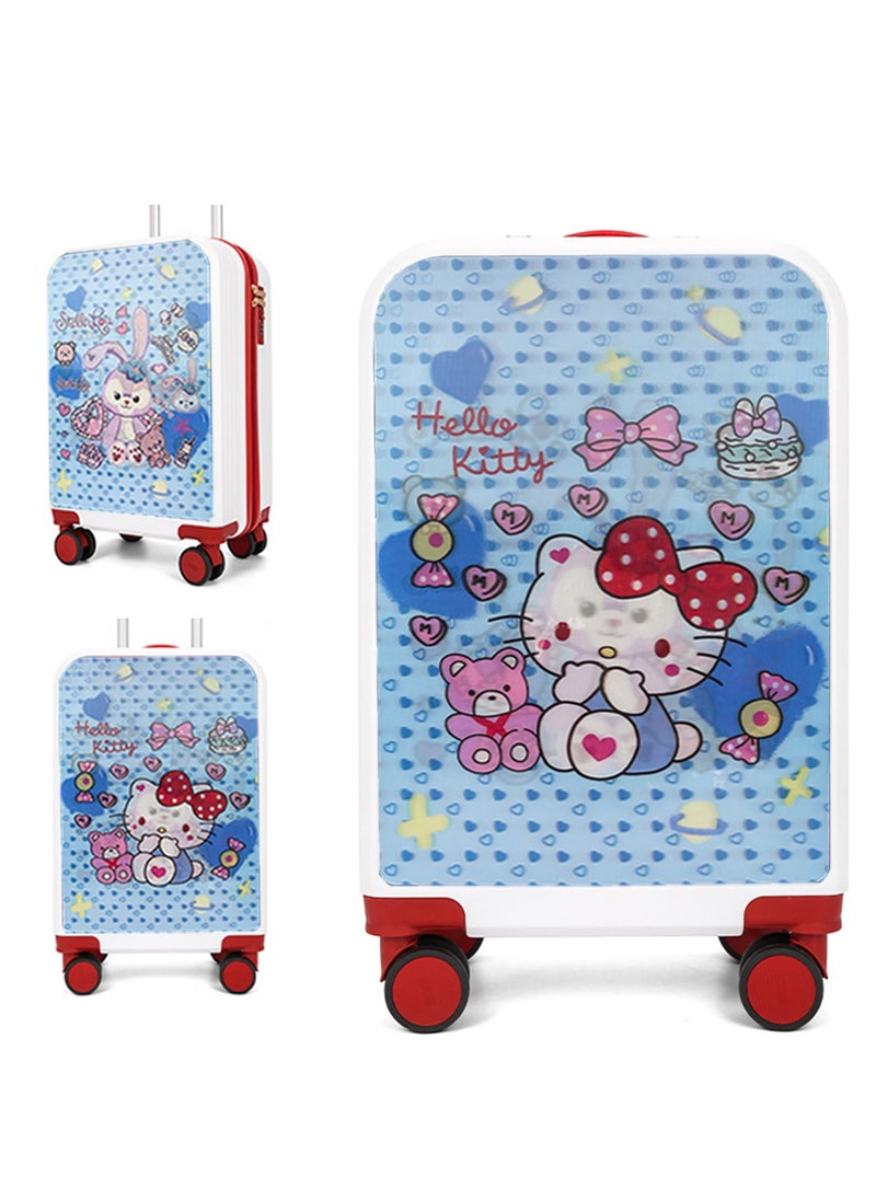 Generic 20" Kids Luggage Rolling Suitcase with 3D Multiple View Design, Cute Cartoon Character Pattern Travel Trolley Case for Girls Boys Children  - Image 1