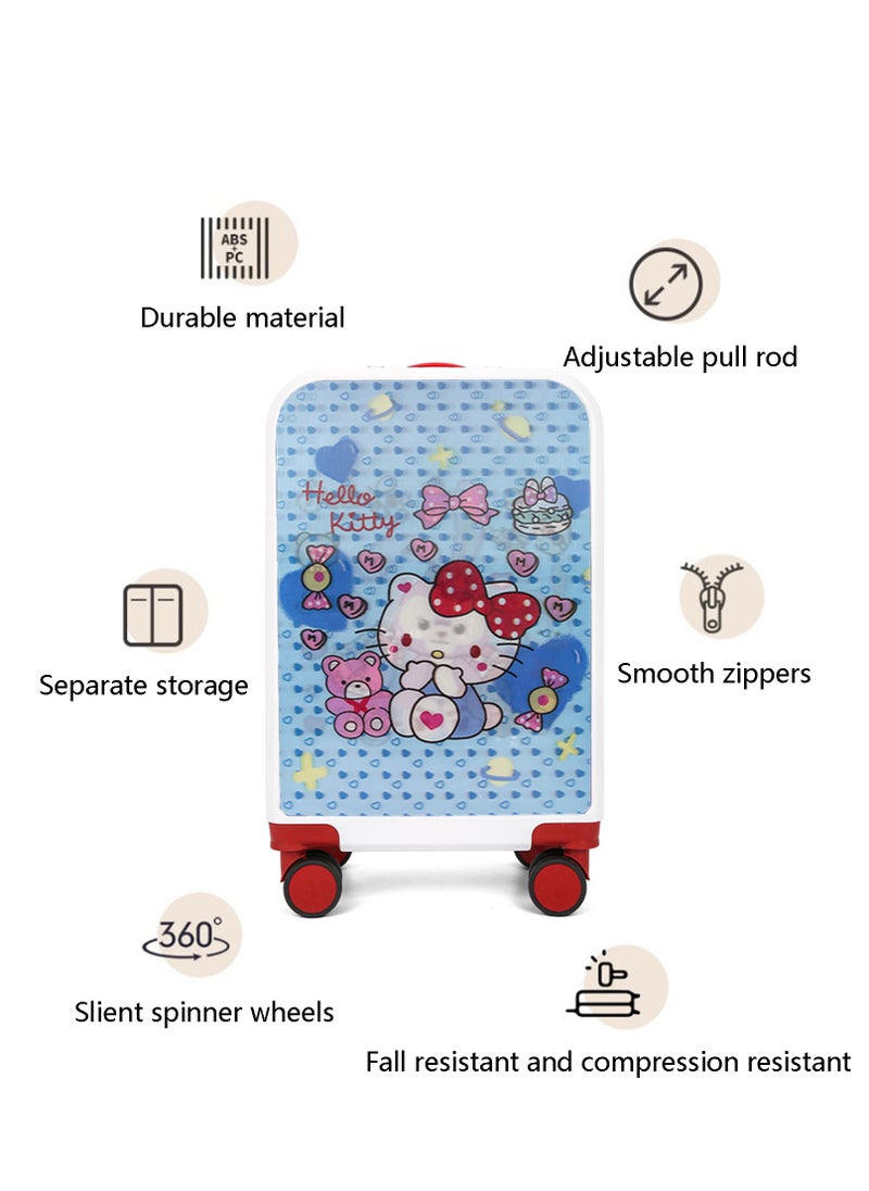 Generic 20" Kids Luggage Rolling Suitcase with 3D Multiple View Design, Cute Cartoon Character Pattern Travel Trolley Case for Girls Boys Children  - Image 2