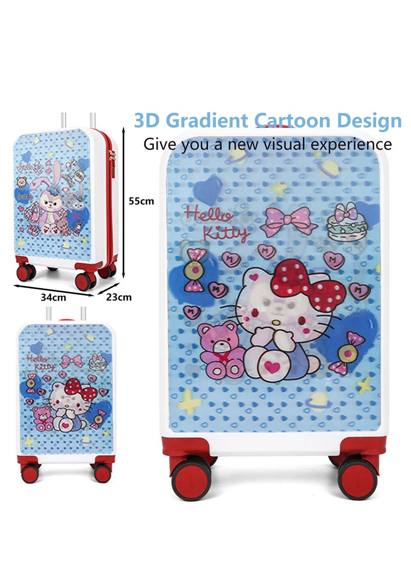 Generic 20" Kids Luggage Rolling Suitcase with 3D Multiple View Design, Cute Cartoon Character Pattern Travel Trolley Case for Girls Boys Children  - Image 3