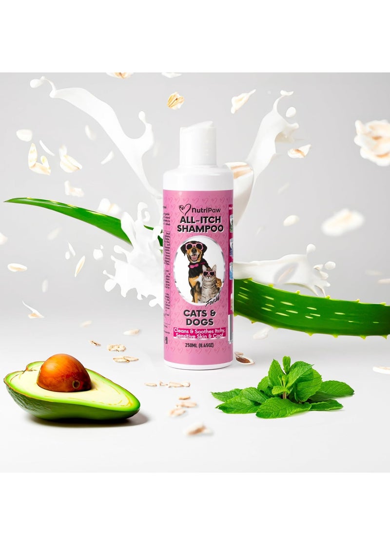 Nutri - All Itch Shampoo for Dogs and Cats Ideal for Sensitive Itchy Pets Soothes Dry Skin Nourishes Skin and Coat Oat Milk Aloe Vera Peppermint Suitable for All Ages Sizes and Breeds - Image 1
