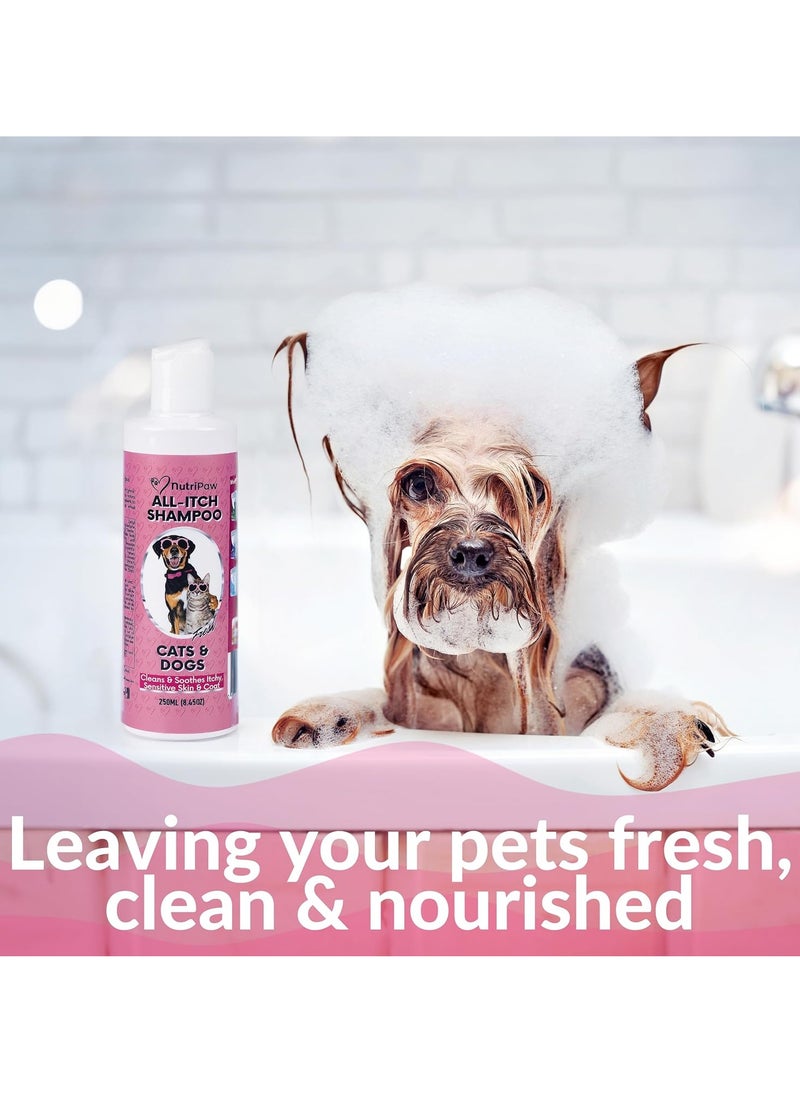 Nutri - All Itch Shampoo for Dogs and Cats Ideal for Sensitive Itchy Pets Soothes Dry Skin Nourishes Skin and Coat Oat Milk Aloe Vera Peppermint Suitable for All Ages Sizes and Breeds - Image 1