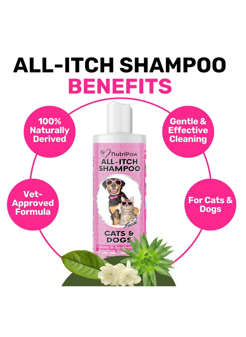 Nutri - All Itch Shampoo for Dogs and Cats Ideal for Sensitive Itchy Pets Soothes Dry Skin Nourishes Skin and Coat Oat Milk Aloe Vera Peppermint Suitable for All Ages Sizes and Breeds - Image 1