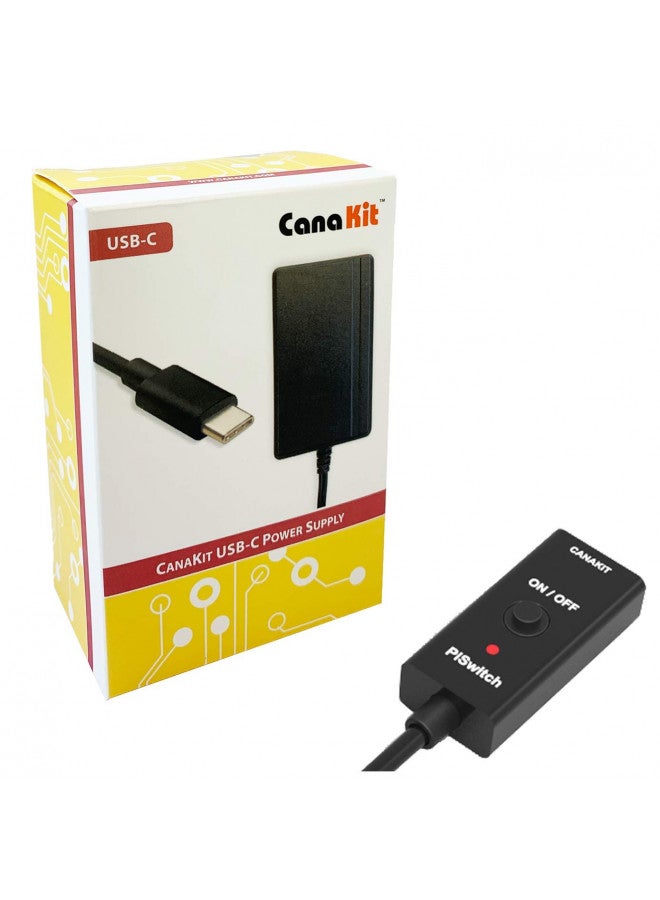 مزود طاقة CanaKit 3.5A لراسبيري باي 4 مع PiSwitch (USB-C)