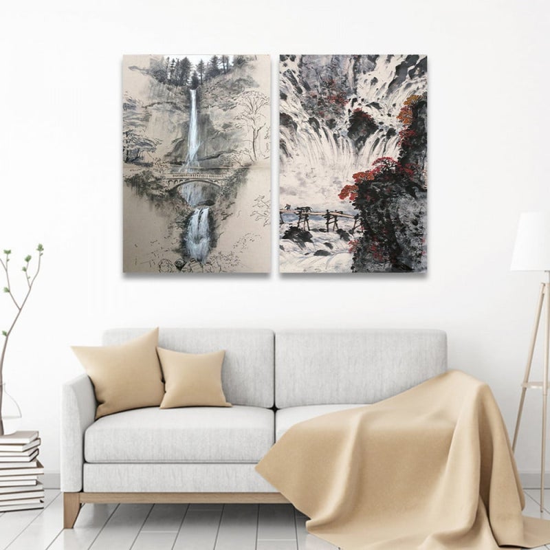 Marktna Double canvas painting with a nature design, total size 80x60 cm - Image 1