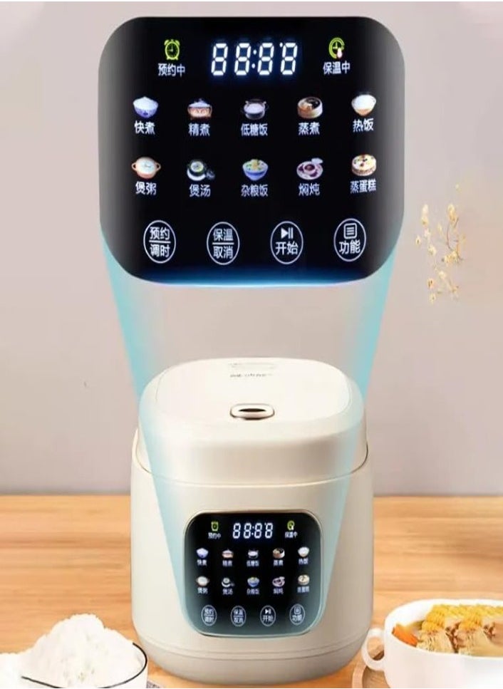 XVersion - Multi Rice Cooker 3L - Digital LED Touch Control, Non-Stick Inner Pot, Timer Function, Steaming Basket & Measuring Cup, 680W, Square Design - Image 1