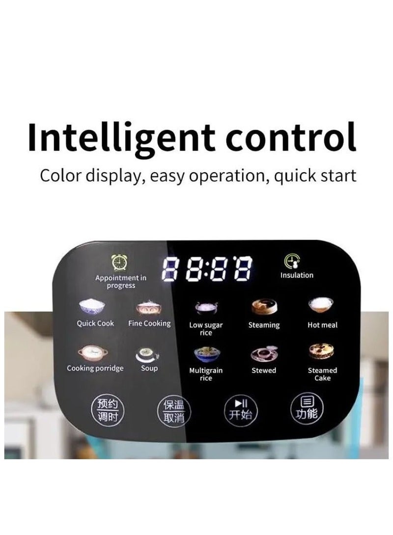 XVersion Multi Rice Cooker 3L - Digital LED Touch Control, Non-Stick Inner Pot, Timer Function, Steaming Basket & Measuring Cup, 680W, Square Design - Image 2