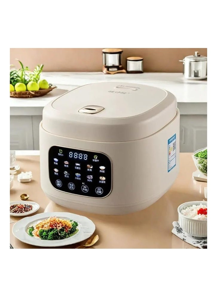 XVersion Multi Rice Cooker 3L - Digital LED Touch Control, Non-Stick Inner Pot, Timer Function, Steaming Basket & Measuring Cup, 680W, Square Design - Image 5