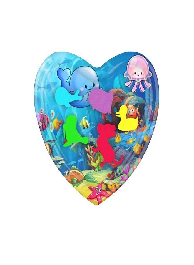 RIGJAK Heart Mat Baby Water Play Mat Toys Inflatable Tummy Time Leakproof Water Play Mat Fun Activity Play Center Indoor and Outdoor Water Play Mat for Baby Boy& Girl (Blue) - Image 1