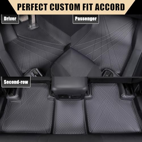 EKR Custom Floor Mats for Honda Accord 2013-2017, Front & 2nd Row Car Floor Mat Fit Accord 2013 2014 2015 2016 2017 - Leatherette (Black) - Image 2