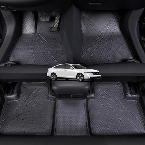 EKR Custom Floor Mats for Honda Accord 2013-2017, Front & 2nd Row Car Floor Mat Fit Accord 2013 2014 2015 2016 2017 - Leatherette (Black) - Image 1