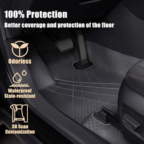 EKR Custom Floor Mats for Honda Accord 2013-2017, Front & 2nd Row Car Floor Mat Fit Accord 2013 2014 2015 2016 2017 - Leatherette (Black) - Image 3