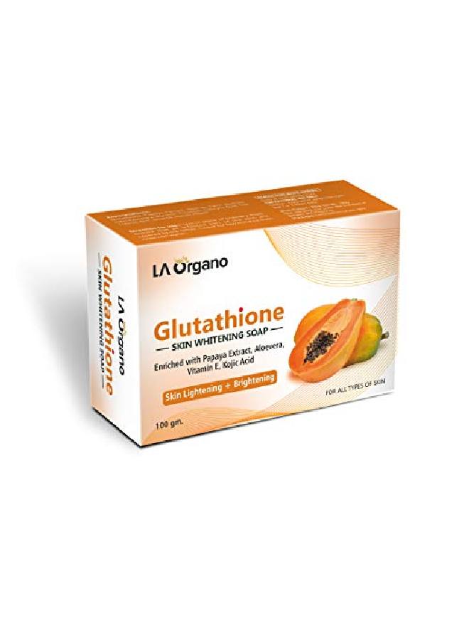 LA Organo Glutathione Papaya Skin Whitening Soap; With Vitamin E And C; Dark Spot And Dead Skin Cell Removal; 100 G - Image 2