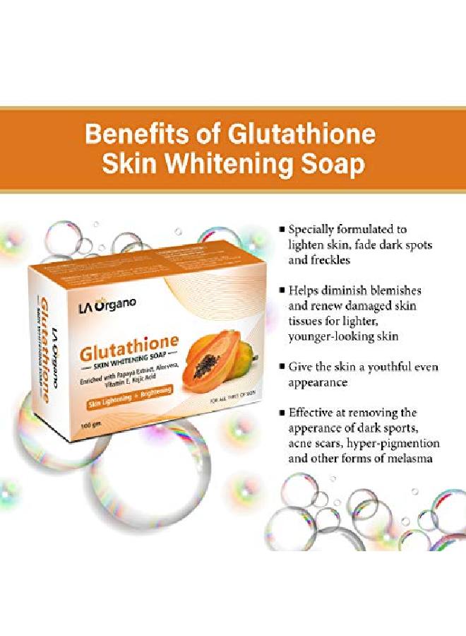 LA Organo Glutathione Papaya Skin Whitening Soap; With Vitamin E And C; Dark Spot And Dead Skin Cell Removal; 100 G - Image 3