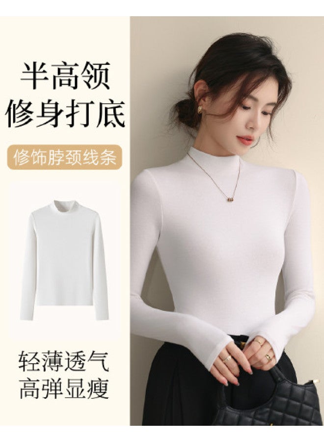 Modal قميص طويل الأكمام ضيق مناسب، غير رسمي، دافئ ومريح من مزيج الصوف لفصل الخريف والشتاء - Image 1