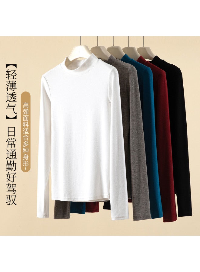 Modal قميص طويل الأكمام ضيق مناسب، غير رسمي، دافئ ومريح من مزيج الصوف لفصل الخريف والشتاء - Image 3