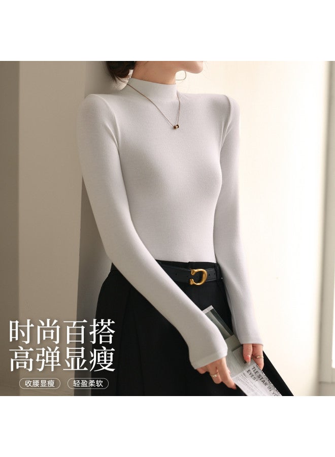 Modal قميص طويل الأكمام ضيق مناسب، غير رسمي، دافئ ومريح من مزيج الصوف لفصل الخريف والشتاء - Image 5