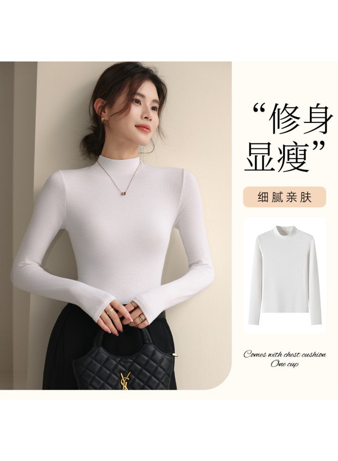 Modal قميص طويل الأكمام ضيق مناسب، غير رسمي، دافئ ومريح من مزيج الصوف لفصل الخريف والشتاء - Image 4