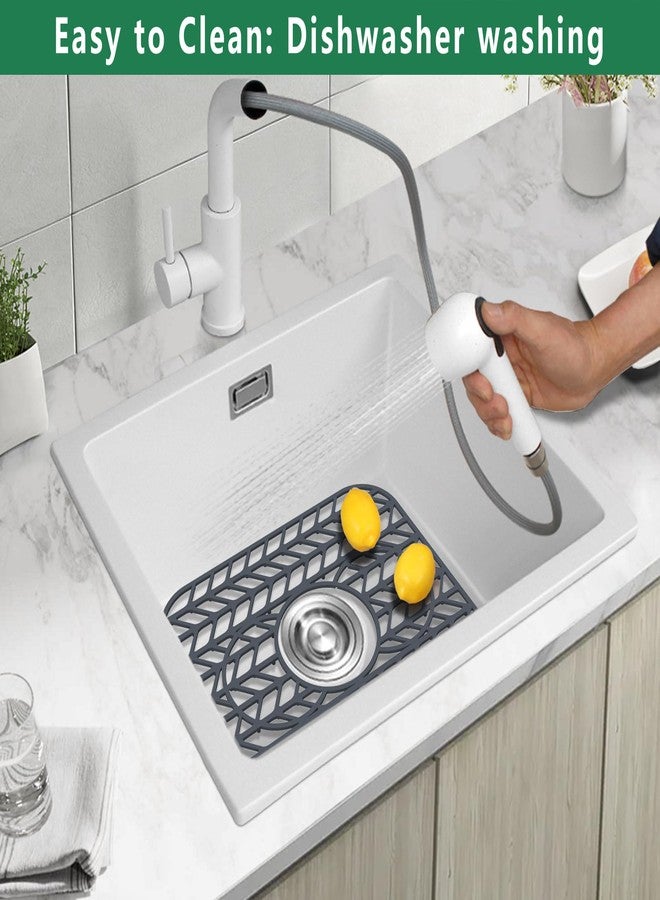 GUUKIN Sink Protectors for Kitchen sink, 13 5/8" x 11 5/8" Folding Non-slip Silicone Sink Mat Grid for Bottom of Farmhouse Stainless Steel Porcelain Sink with 3 Reserved Holes - Image 5