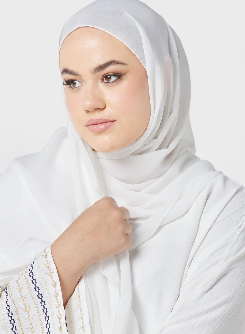 Khizana Plus size embroidered open front abaya with sheila