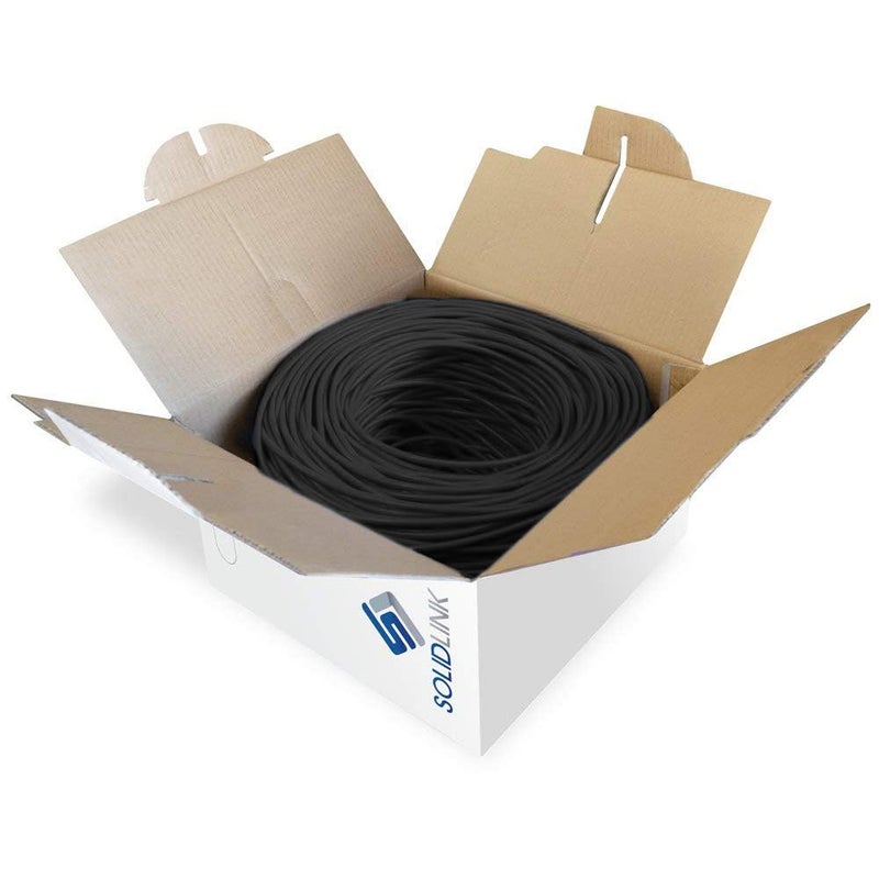 SolidLink CAT5e Ethernet Cable – 24AWG Solid UTP Unshielded CAT 5E, High-Speed Network, RJ45 CCA, Easy Pull Box (1000 FT, Black) - Image 3