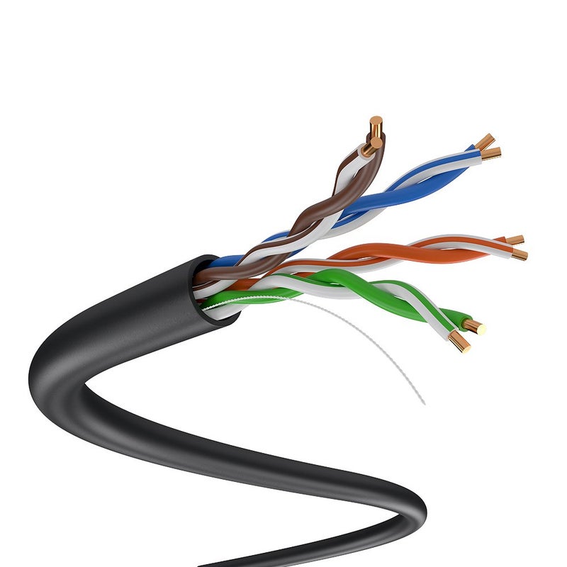 SolidLink CAT5e Ethernet Cable – 24AWG Solid UTP Unshielded CAT 5E, High-Speed Network, RJ45 CCA, Easy Pull Box (1000 FT, Black) - Image 2