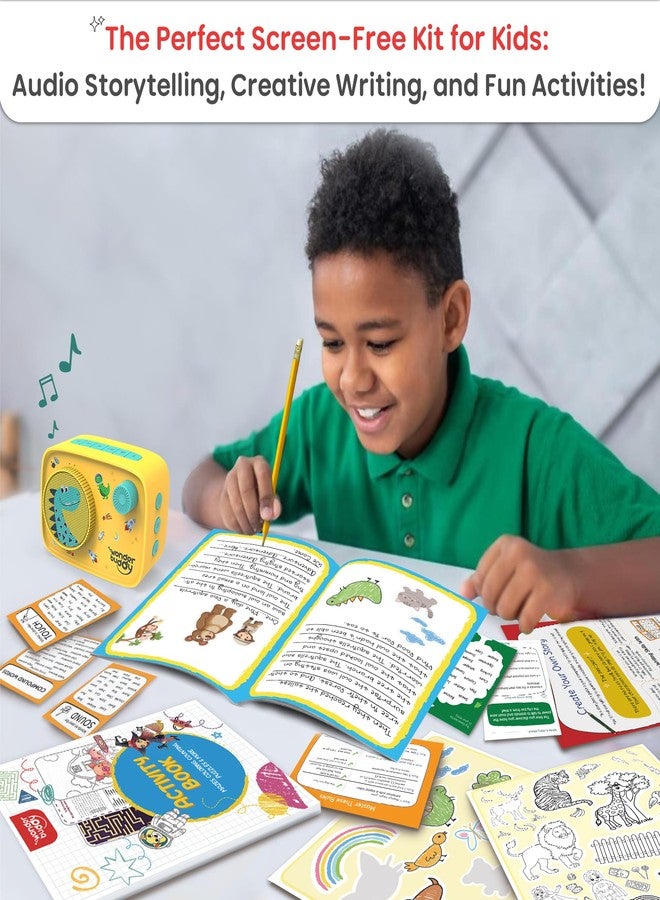 WonderBuddy مشغل صوتي WonderBuddy Kids Story Box، أكثر من 500 قصة وقصيدة مُحمّلة مسبقًا، مجموعة أدوات فنية لكتابة القصص، مسجل صوت، ترقية المحتوى، بلوتوث، هدية عيد ميلاد للأولاد والبنات من عمر 3 سنوات فما فوق - ديناصور - Image 4