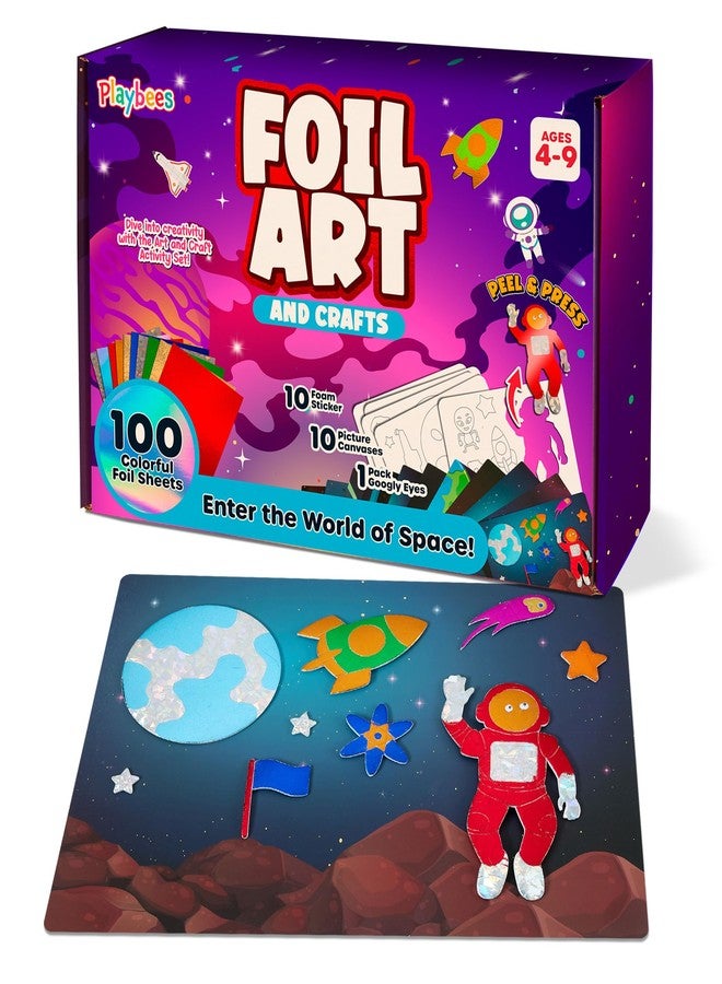 Playbees Foil Fun Outer Space - Preschool Arts and Crafts Kit for Kids- No Mess Art for Boys & Girls Ages 4, 5, 6, 7, 8, 9 Years Old - DIY Creative Activity - Art & Craft Activity - Art Supplier Toys - Image 1