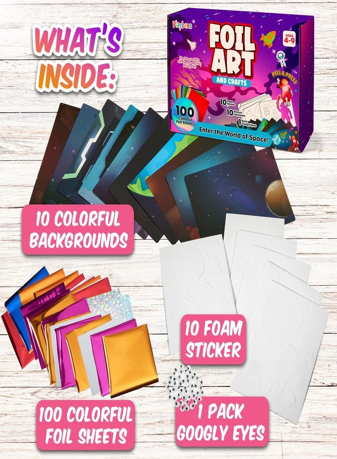 Playbees Foil Fun Outer Space - Preschool Arts and Crafts Kit for Kids- No Mess Art for Boys & Girls Ages 4, 5, 6, 7, 8, 9 Years Old - DIY Creative Activity - Art & Craft Activity - Art Supplier Toys - Image 2