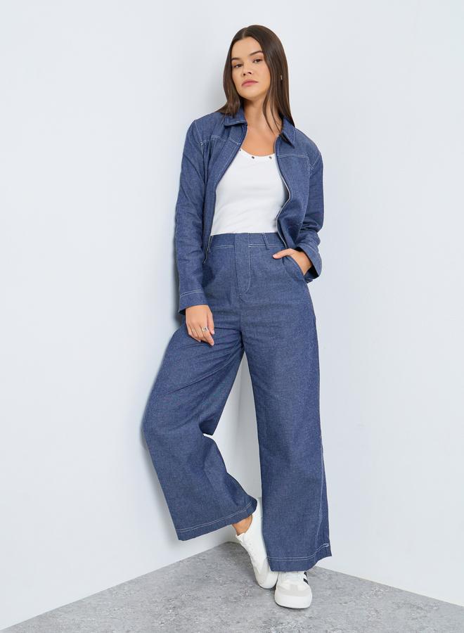 Styli Regular Fit Zip Through Denim Jacket - Image 2