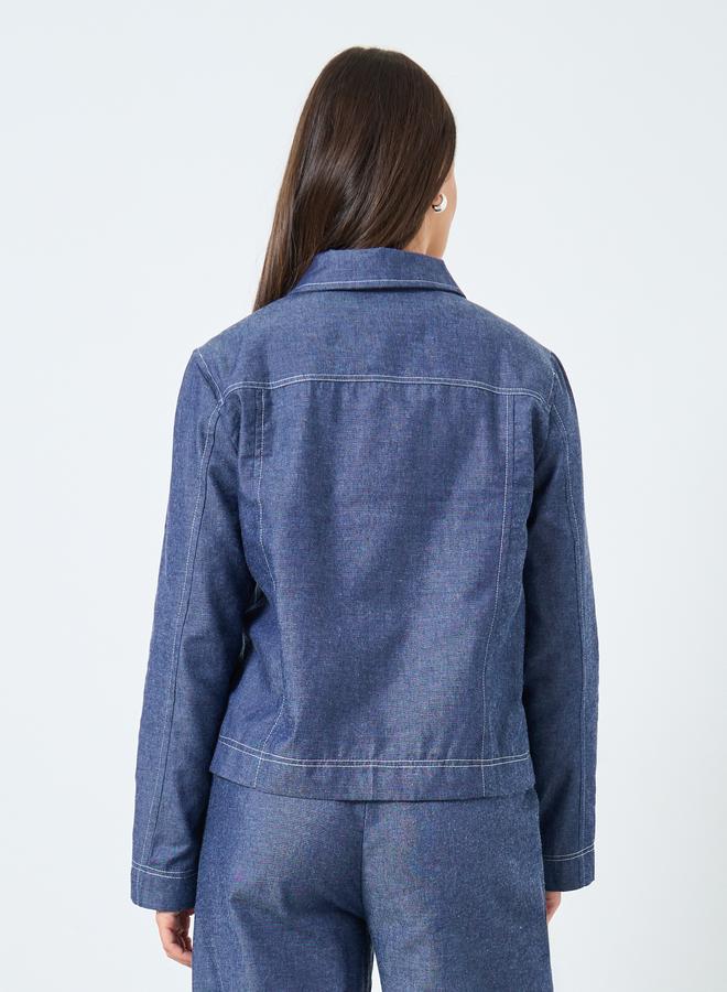 Styli Regular Fit Zip Through Denim Jacket - Image 5