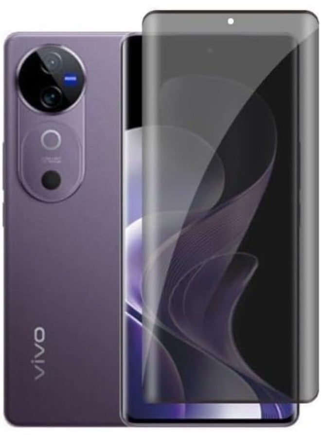 واقي شاشه للخصوصية متوافق مع فيفو V40 5G عبوة من قطعه HD بدرجة صلابة 9H مضادة للخدش والبصمات والتجسس بتغطية كاملة الزجاج المقوى - Image 1