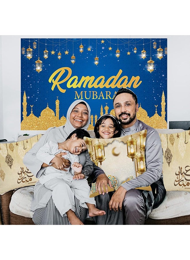يواوليتي - رمضان وسادة يغطي ، 4 قطع رمضان وسادة الحالات ، رمضان زينة ، رمضان عيد غطاء الوسادة ، القمر فانوس أنماط المخدة ل أريكة ، سرير(45 سنتيمتر * 45 سنتيمتر) - Image 1
