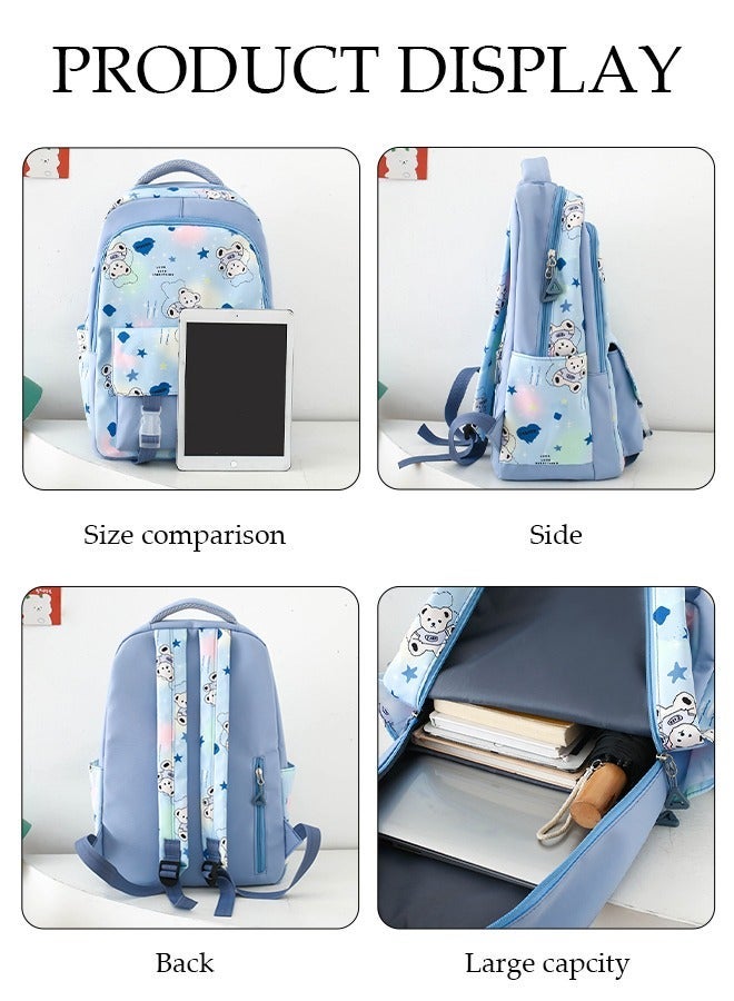 DUNISO 4PCS Kids School Backpack Set Canvas Laptop School Bag Sets for Kids with Tote Bag,Shoulder Bag,Pencil Box,Large-capacity Bookbag for Girls Boys Back to School Supplies - Image 3