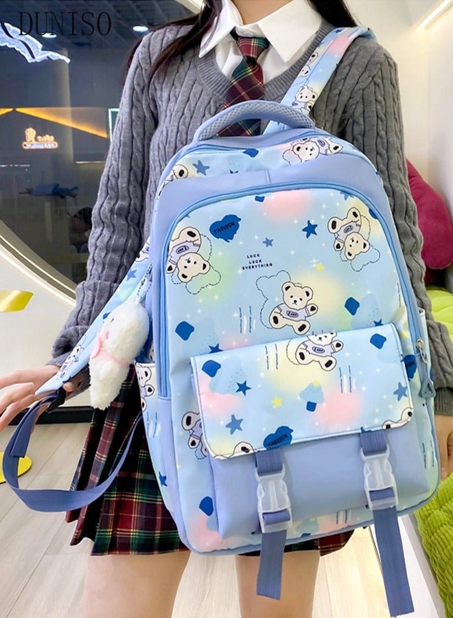 DUNISO 4PCS Kids School Backpack Set Canvas Laptop School Bag Sets for Kids with Tote Bag,Shoulder Bag,Pencil Box,Large-capacity Bookbag for Girls Boys Back to School Supplies - Image 5