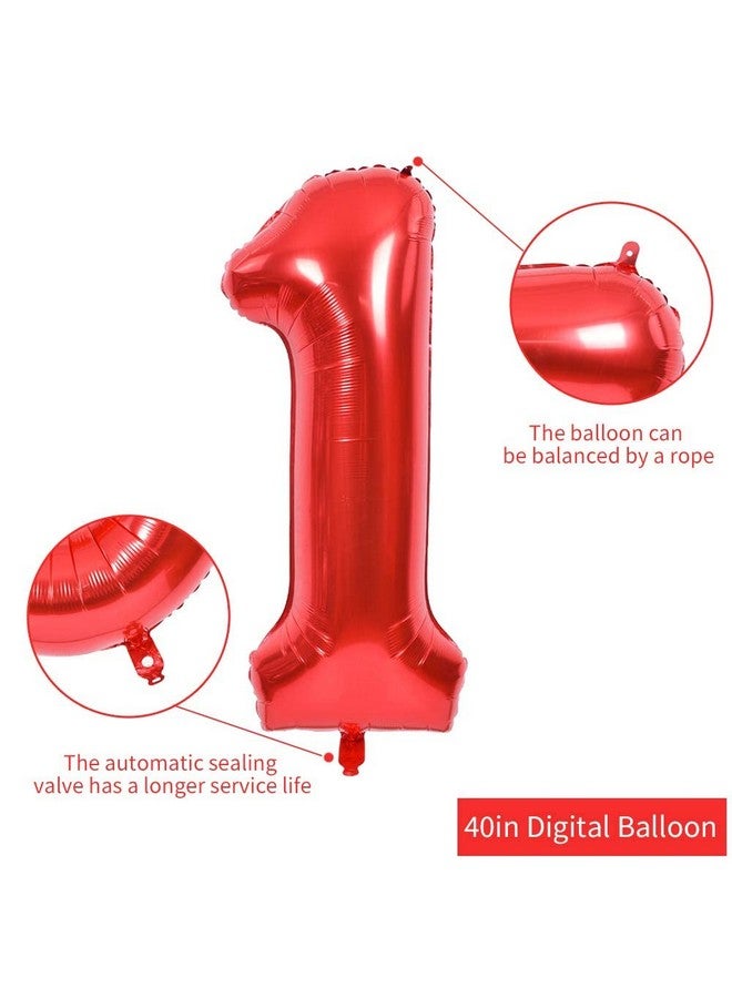 TONIFUL 40 Inch Red Large Numbers Balloons 09 Number 1 Digit 1 Helium Balloons Foil Mylar Big Number Balloons For Birthday Party Anniversary Supplies Decorations - Image 2