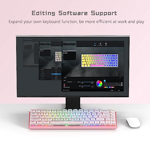 Womier 60% Keyboard Gaming Pink - Wired Creamy Mechanical Keyboard, Hot-Swappable RGB Custom Mini Key Board with Arrow Keys/Software Supported, Prelubrication Linear Switch (WK68-Pink) - Image 5