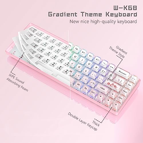Womier 60% Keyboard Gaming Pink - Wired Creamy Mechanical Keyboard, Hot-Swappable RGB Custom Mini Key Board with Arrow Keys/Software Supported, Prelubrication Linear Switch (WK68-Pink) - Image 2
