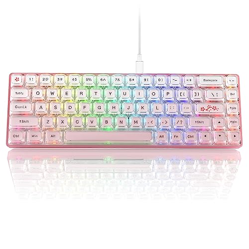 Womier 60% Keyboard Gaming Pink - Wired Creamy Mechanical Keyboard, Hot-Swappable RGB Custom Mini Key Board with Arrow Keys/Software Supported, Prelubrication Linear Switch (WK68-Pink) - Image 1