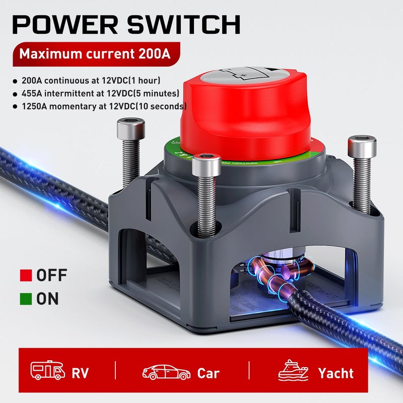 Nilight 2 Pack Battery Switch 12V 24V 48V 275A On/Off Heavy Duty Battery Power Cut Master Switch Disconnect Isolator for Truck Vehicle Trailer RV Marine Boat Yacht - Image 2