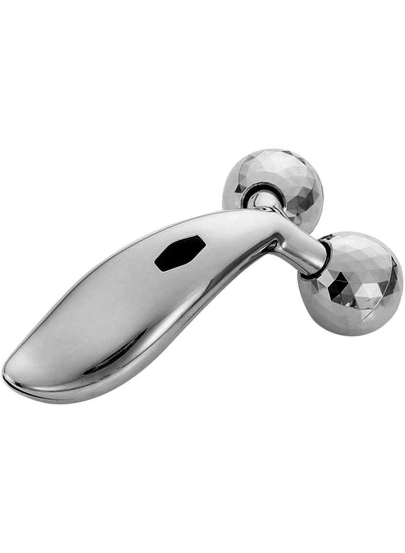 أداة تدليك الوجه والجسم الدوّارة ثنائية الرؤوس – رولر معدني لشد البشرة وتنشيط الدورة الدموية وتقليل الانتفاخ – مناسب للوجه والرقبة والجسم ومكافحة التجاعيد – تصميم ماسي لتدليك احترافي يومي - Image 1