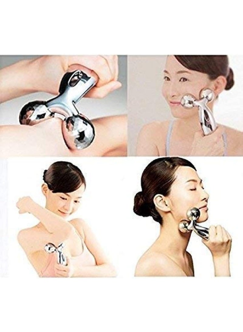 أداة تدليك الوجه والجسم الدوّارة ثنائية الرؤوس – رولر معدني لشد البشرة وتنشيط الدورة الدموية وتقليل الانتفاخ – مناسب للوجه والرقبة والجسم ومكافحة التجاعيد – تصميم ماسي لتدليك احترافي يومي - Image 5