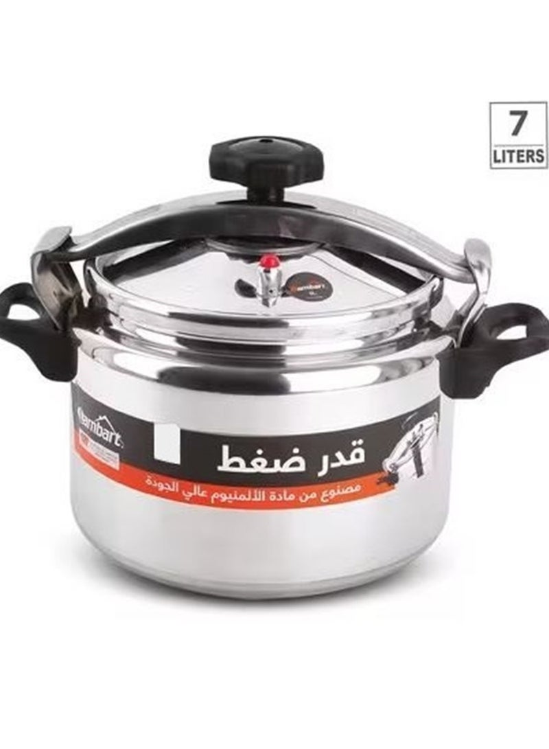 Lambart 7 litersLiters Aluminum pressure cooker Silver 7 litres Silver - Image 1