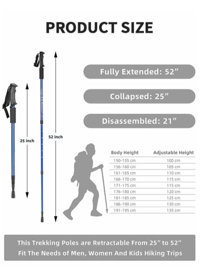 Generic Folding Trekking Pole Adjustable Hiking Stick Telescopic Cane For Hiking Camping Walking - Image 2