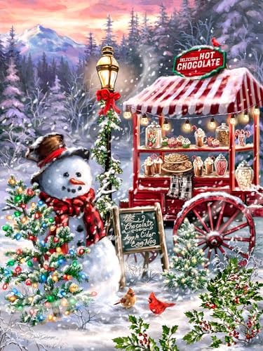 Springbok Hot Chocolate Stand 1000 Piece Jigsaw Puzzle Join Our Snowman for Hot Chocolate and Treats This Holiday Season - Image 1