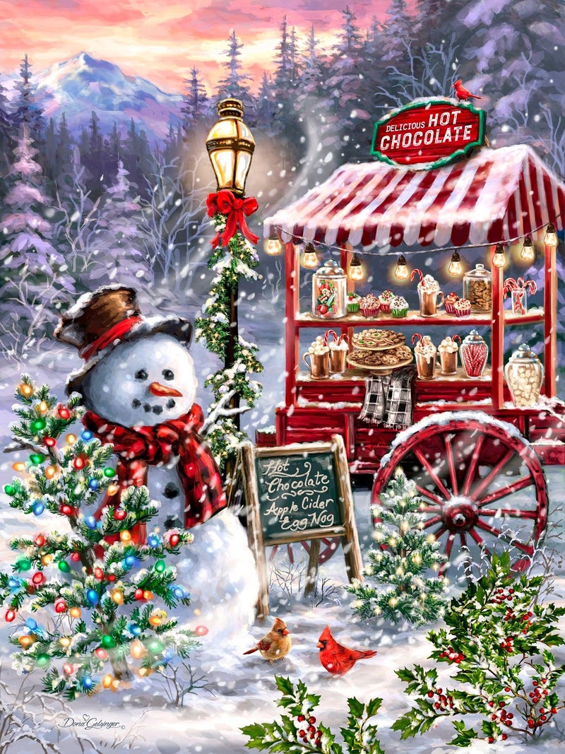Springbok Hot Chocolate Stand 1000 Piece Jigsaw Puzzle Join Our Snowman for Hot Chocolate and Treats This Holiday Season - Image 2