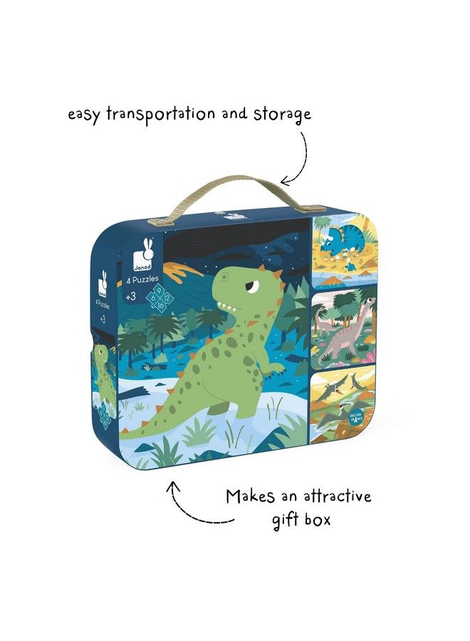 Janod 4 Progressive Dinosaur Jigsaw Puzzles 6 9 12 & 16 Piece Ages 3 Years+ J02657 - Image 4