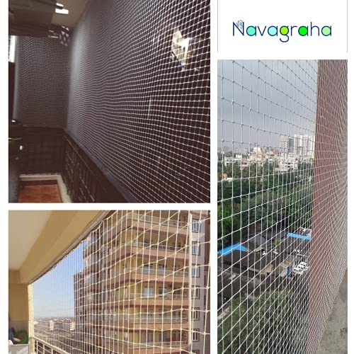 Navagraha نافاجراها شبكة مضادة للطيور من HDPE مع حبال وكابلات مرفقة للتركيب السهل (لون أبيض) (12 × 8 قدم (96 قدم مربع)) - Image 2