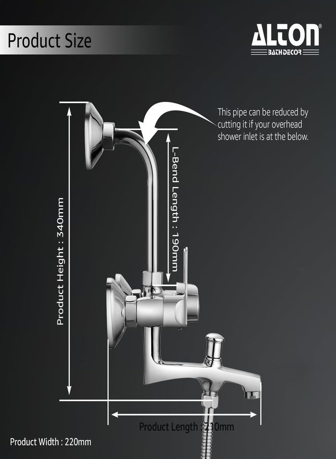 ALTON FAM3420 Brass 3-in-1 Wall Mixer with 5-Function Overhead and Hand Shower Set (Chrome) - Image 2