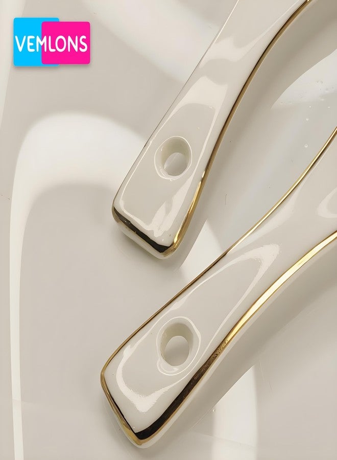 Vemlons Soup Spoons Ceramic Soup Spoon, Ceramic Soup Spoons with Golden line(Set of 2) - Image 4